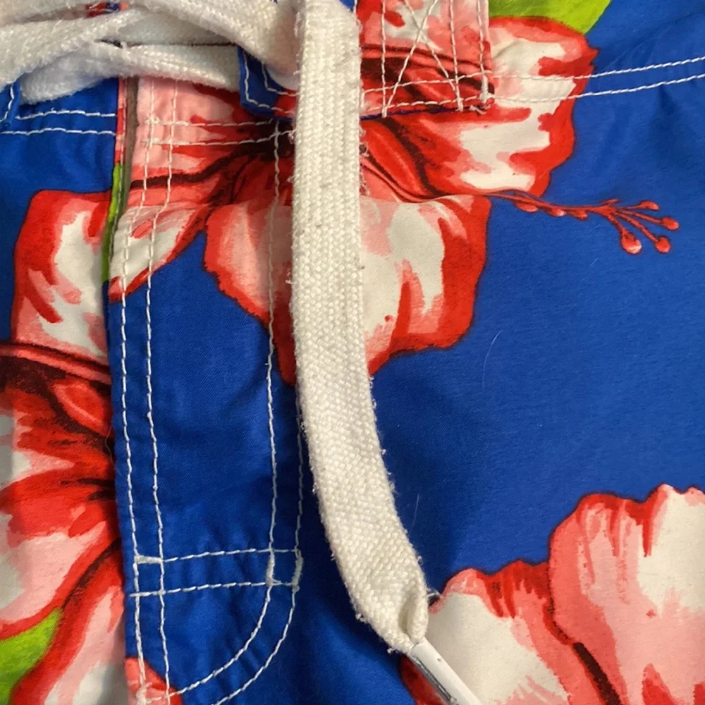 Abercrombie & Fitch Blue Hawaiian Floral Print Unlined Swim Trunks Size Large